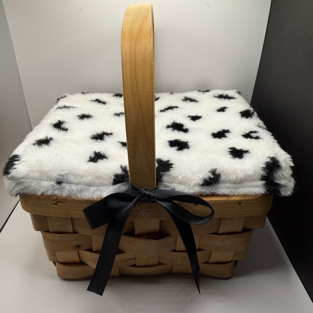 Dalmation Faux Fur Black and White Party Basket
